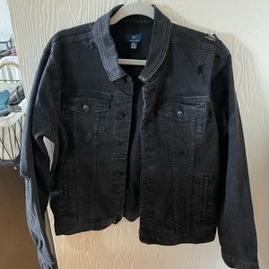 George ripped black denim jacket